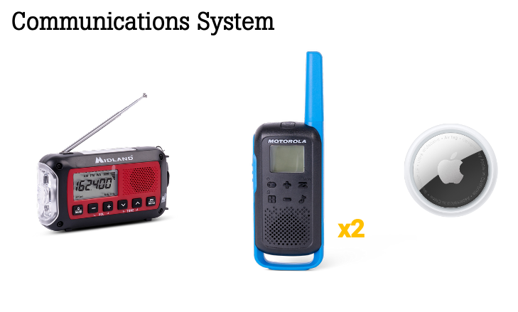 Two radios and a Motorola logo on a white background with 'Communications System' text.